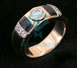 Мужское обручальное кольцо с бриллиантами и агатом на заказ